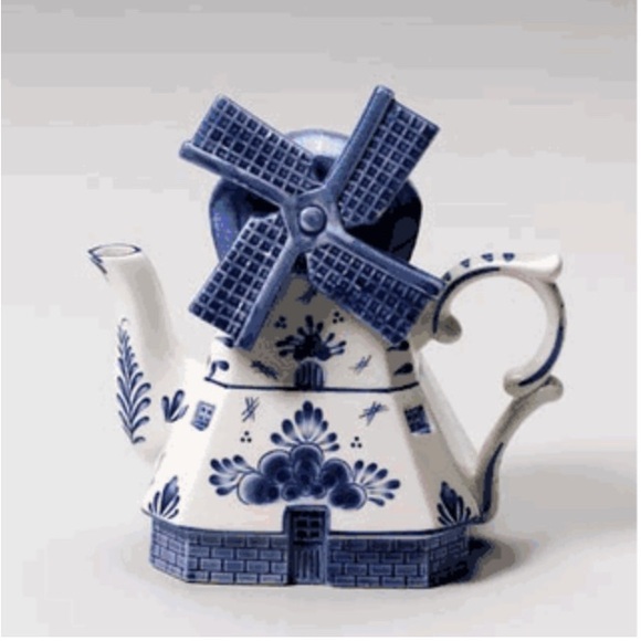 Delft Blue Other - Vintage Delft Blue Handpainted Ceramic Windmill Teapot